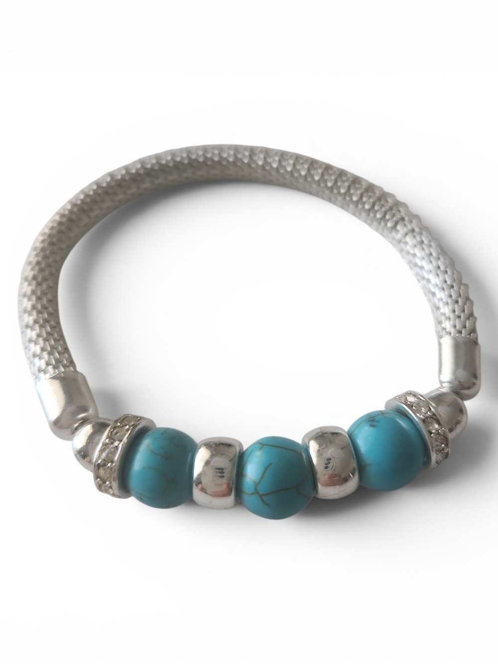 NWT Avon Turquoise Color Beads Mesh Energy Bracelet-One Size